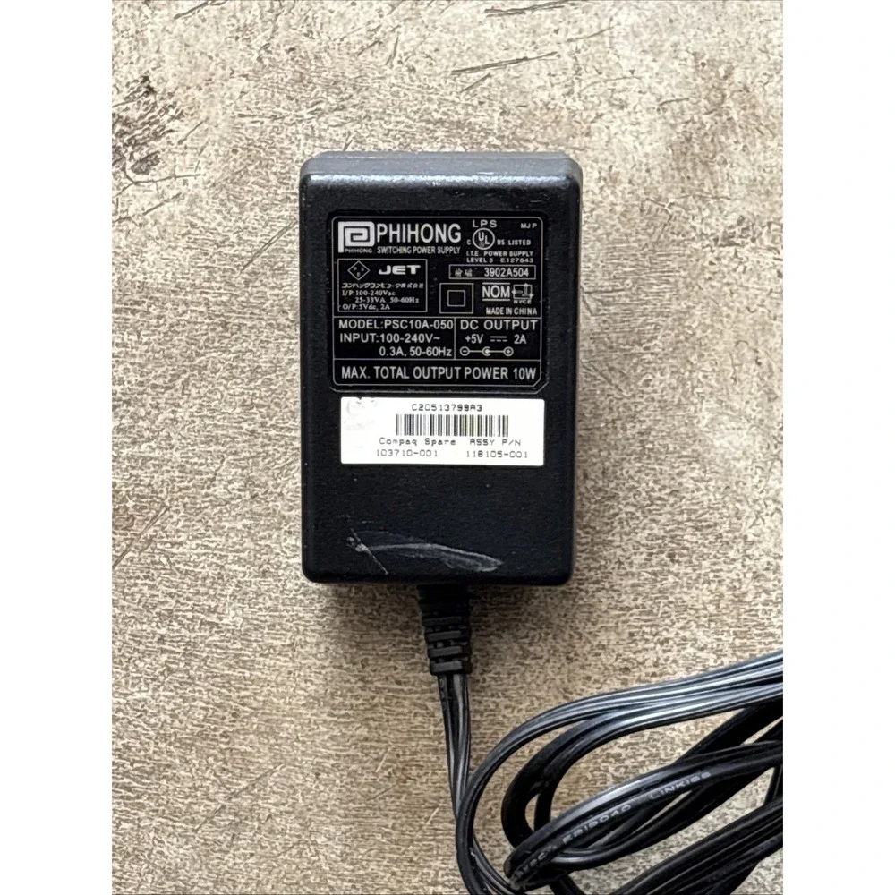 Phihong PSC10A-050 Switching Power Supply 100-240V 0.3A 50-60HZ DC 5V 2A Adapter